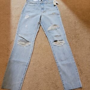 RSQ Light Wash Ripped Straight Crop Jeans